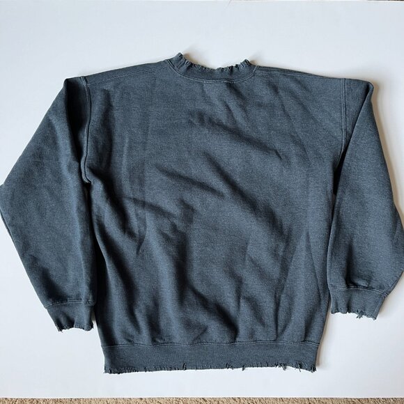 Rolling Stones Tongue Logo Distressed Collar, Sleeve, Bottom Grey Sweatshirt - Picture 3 of 9